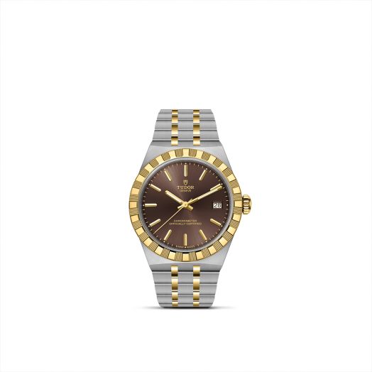 tudor two-tone watch with brown dial