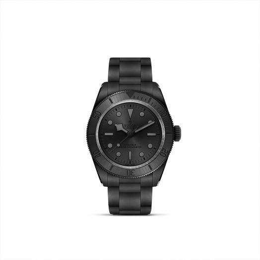 black ceramic tudor watch with black dial