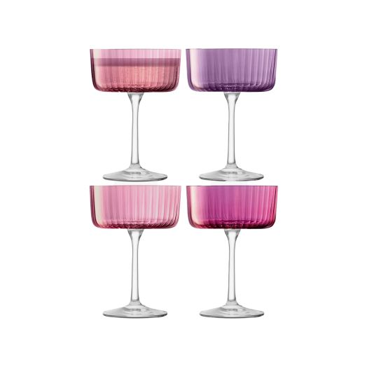 set of four garnet colored glasses