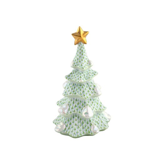 Herend porcelain Large Christmas Tree (Key Lime) with gold accents