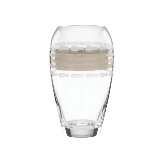 glass vase with dotted etched details