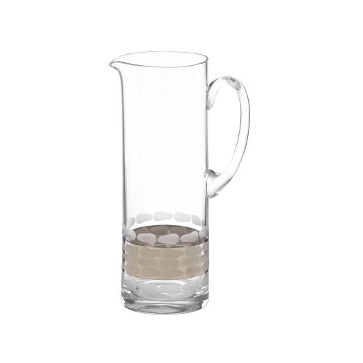 large glass pitcher with dotted design 