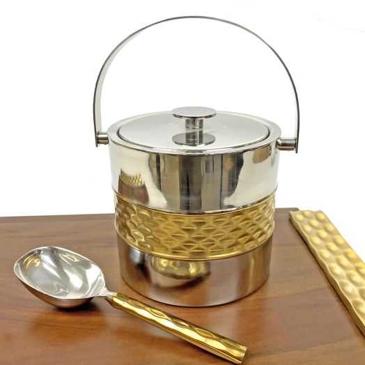 ice bucket and scoop with golden details