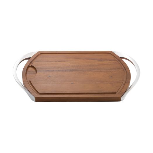 wooden tray with alloy handles