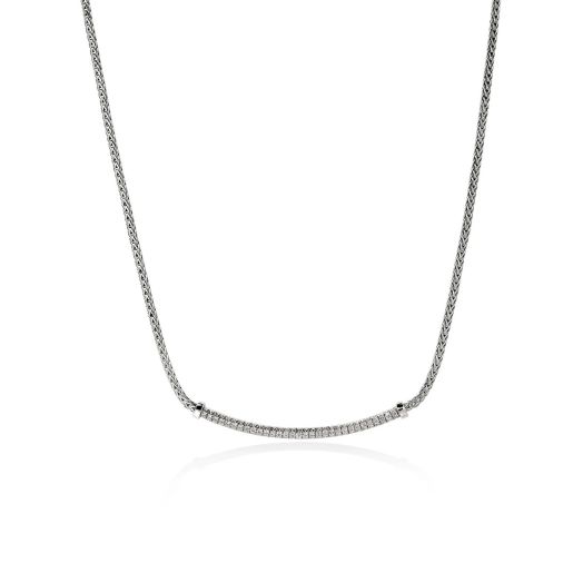 Pave diamond bar necklace