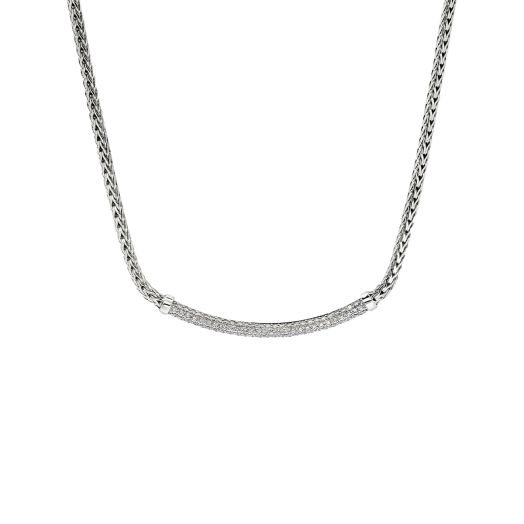 Pave diamond bar necklace