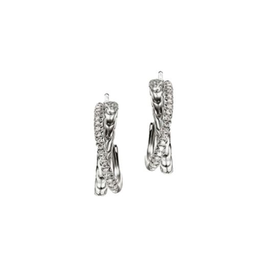 Diamond crossover hoop earrings