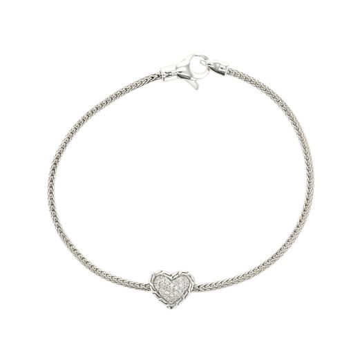 Sterling silver bracelet with a diamond heart charm