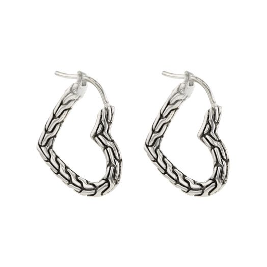 Sterling silver heart shaped hoop earrings
