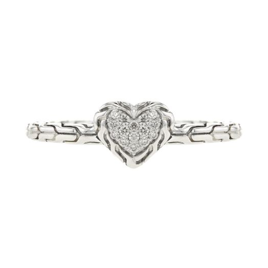sterling silver heart ring accented with diamonds