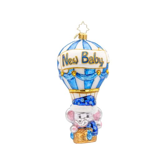 Blue new baby hot air balloon ornament