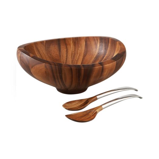 wooden bowl with serving spoons