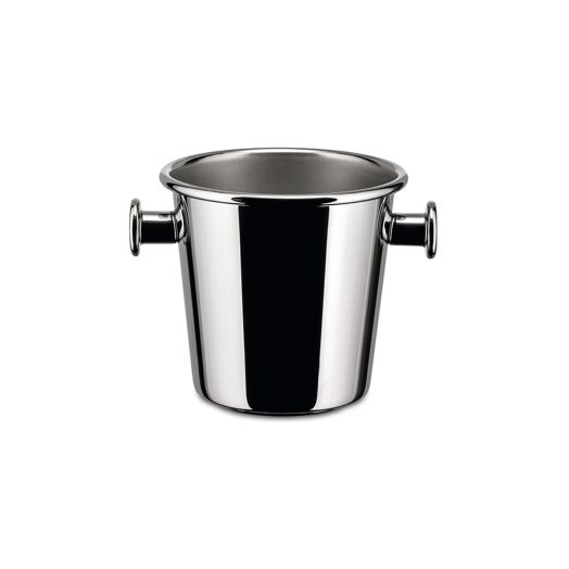 stainless steel bucket with mirror-polished finish, featuring side handles and internal grating,