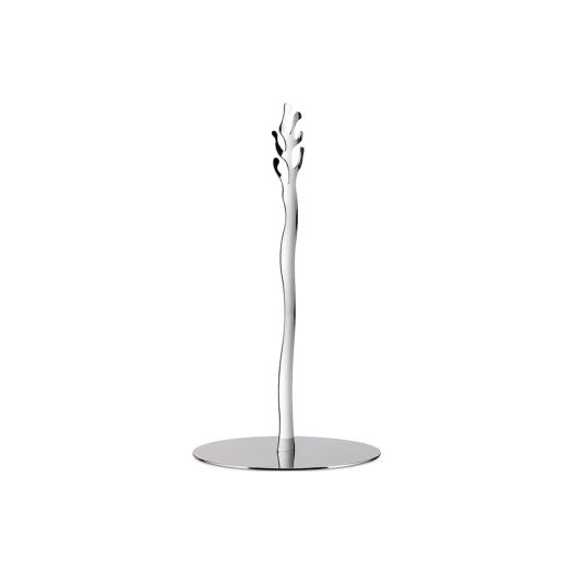mirror-polished stainless steel paper towel holder with coral-inspired cut-out design