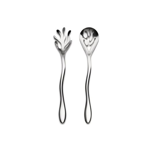 sleek, coral-inspired stainless steel salad servers