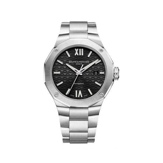 watch with steel strap and black dial