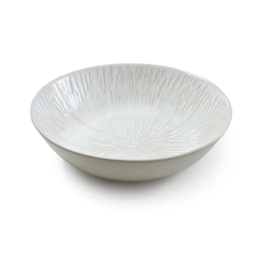 light blue/white bowl with pattern in interior