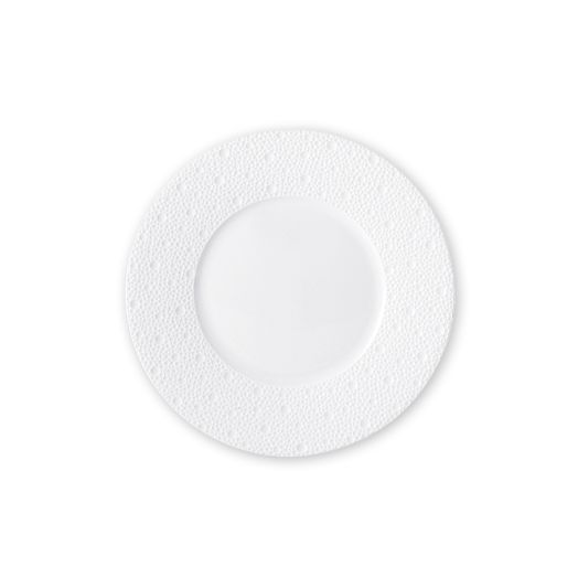 porcelain 21 cm dessert plate with subtly engraved wave‑inspired rim