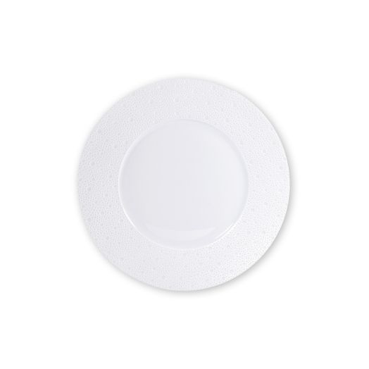 porcelain 26 cm dinner plate with a subtly embossed wave‑inspired rim