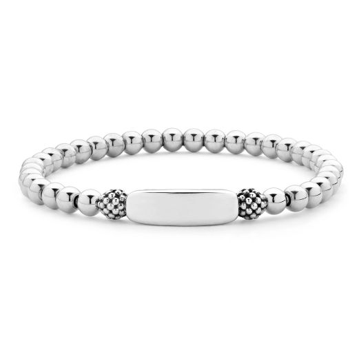 Sterling silver bracelet with a polished station