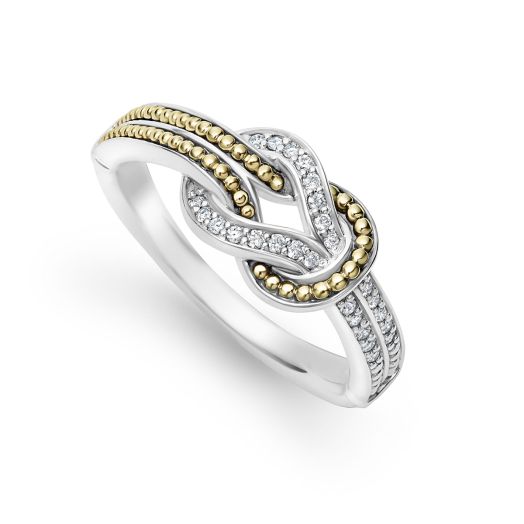 Two tone love knot ring