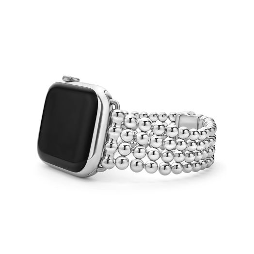 Stainless steel caviar beaded Apple Watch strap