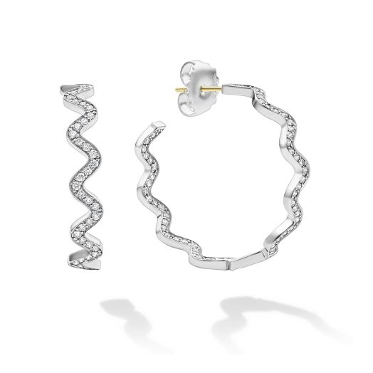 Wave diamond hoop earrings