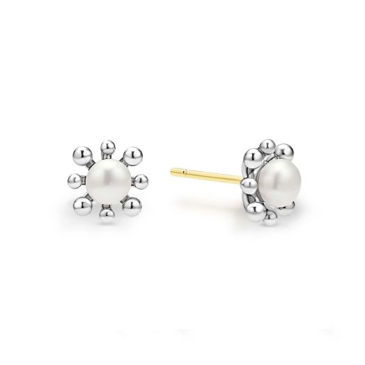 stud earrings with freshwater cultured pearl and sterling silver designs