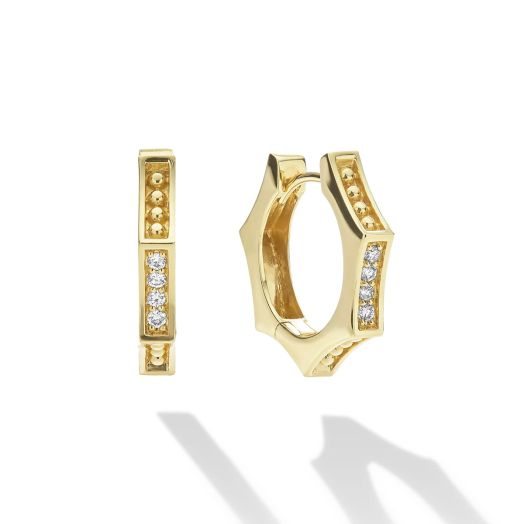 Hexagon Diamond hoop earrings