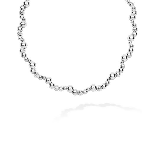 Sterling silver beaded scalloped necklace
