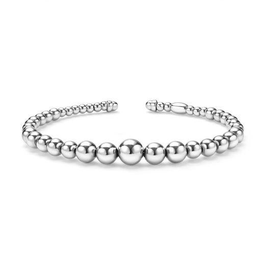 Sterling silver beaded cuff bracelet