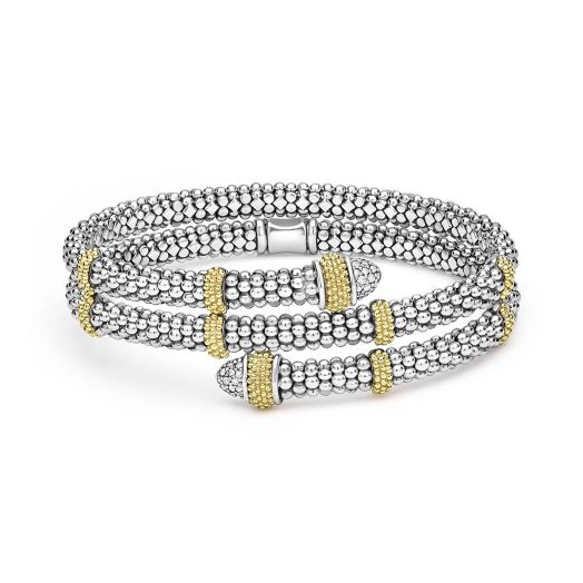 Caviar beaded two-tone wrap bracelet