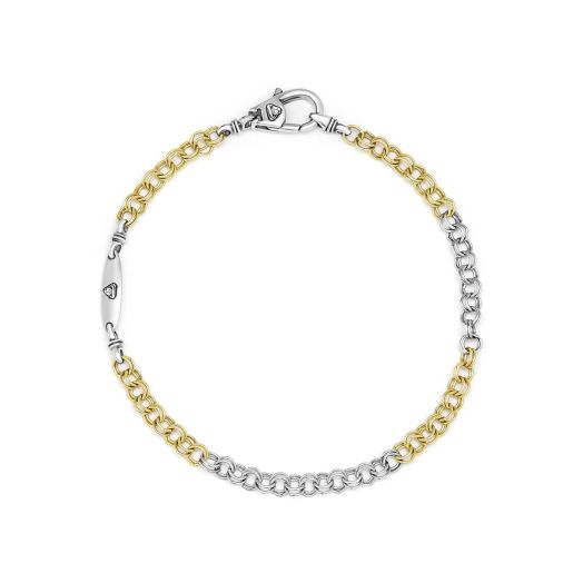 two tone bracelet with small double links