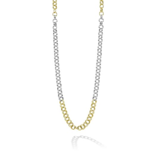 two tone necklace with double links