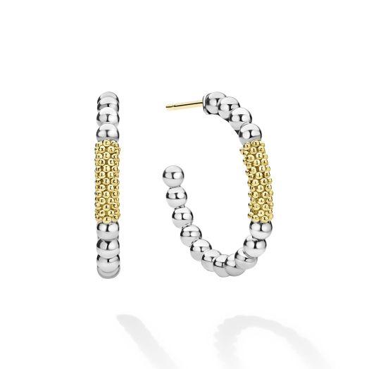 Beaded two tone hoop earrings