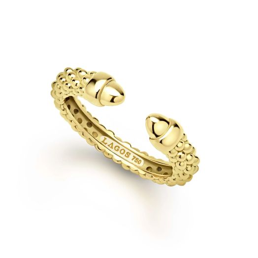 Open yellow gold beaded ring