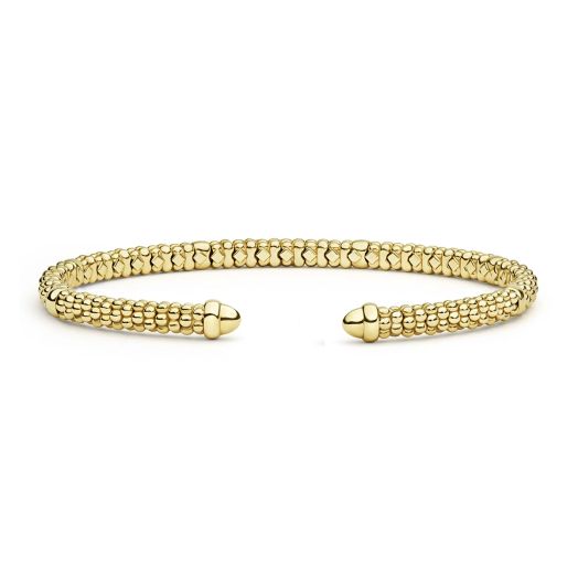 Yellow gold beaded torque bracelet