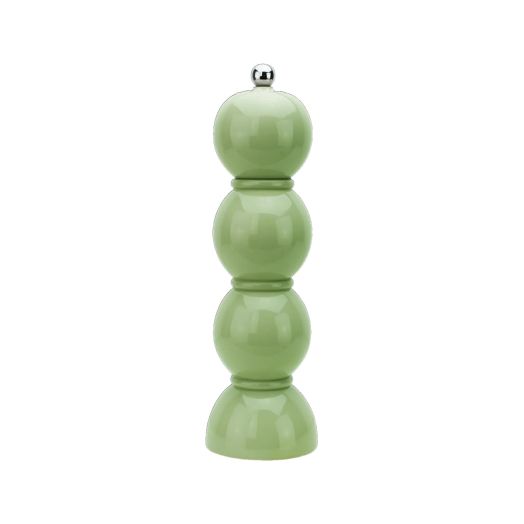 light green salt or pepper shaker with a unique bobbin design