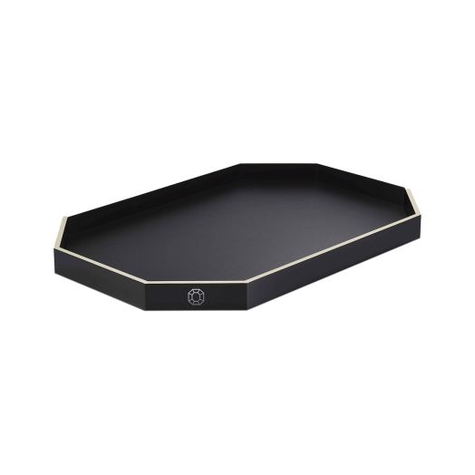 black octogonal tray