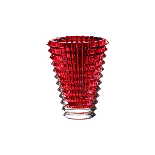 red vase with vertical cuts