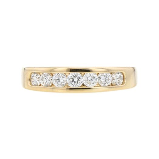 14K Yellow Gold Seven Stone Channel Set Diamond Band, TWT.50
