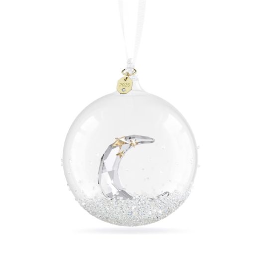 Crystal ball ornament with a crescent moon inside