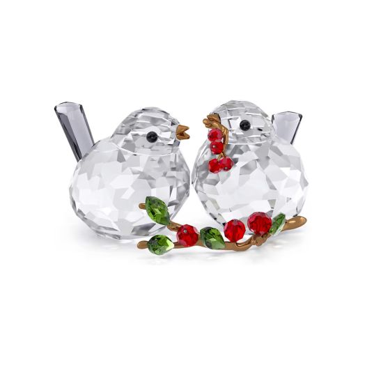 Crystal birds eating berries
