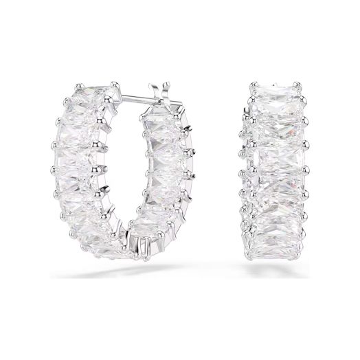 Baguette-cut crystal hoop earrings