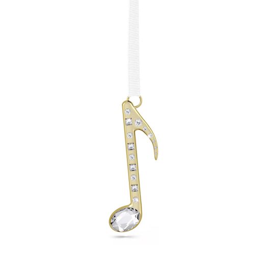 Gold tone crystal music note ornament