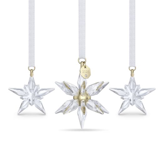 Set of 3 clear crystal star ornaments