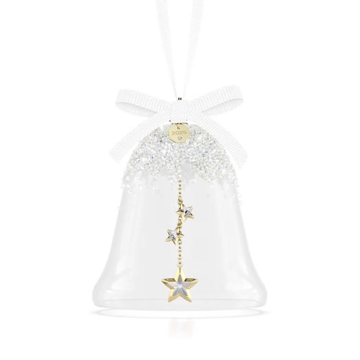 Crystal bell ornament with stars for the clapper