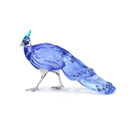 blue peacock pheasant sculpture in crystal