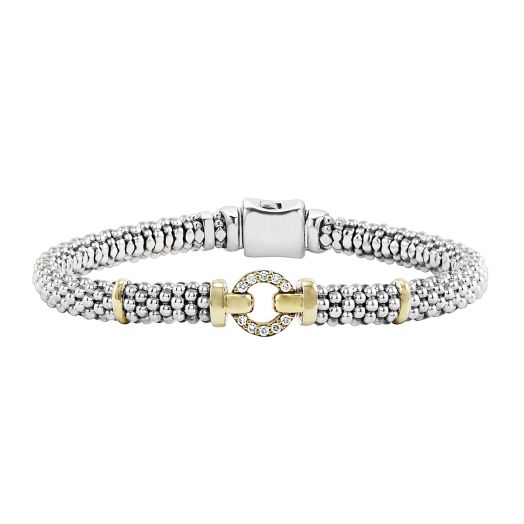 Caviar beaded circle bracelet with diamonds
