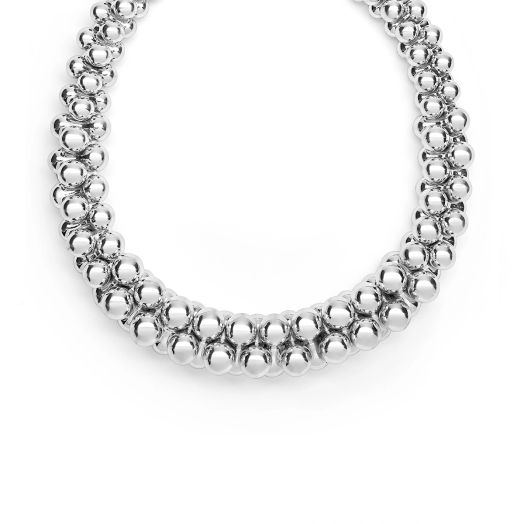 Sterling silver beaded collar necklace